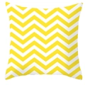 Square cushion cover featuring modern yellow and white chevron geometric wave patterns - Yellow and White Chevron Style (DRD99-8)