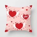 Pink Valentine cushion cover with red winged hearts and white LOVE lettering - 18x18 Inch / Light Pink Winged Red Heart Cartoon Illustration Style (DRD369-18)