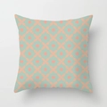 Geometrischer Kissenbezug in Petrol mit Pfirsichhaut-Textur und rosa Punktmuster - 45x45 cm / Grünes Punktiertes Blumenmuster (DRD418-19)
