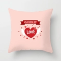 Pink Valentine cushion cover with winged red heart, LOVE print and ribbon detail - 18x18 Inch / Light Pink Red Heart Wings Festive Banner Style (DRD369-19)