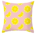 Square cushion cover with yellow lemon prints on a soft pink background for home decor - Light Pink Base Yellow Lemon All-over Print Style (DRD99-9)