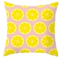 Square cushion cover with yellow lemon print on a soft pink background in nordic style - Pink Base Lemon Elements Style (DRD99-13)