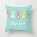 Light blue Easter bunny pillow cover with Happy Easter bunny silhouette prints - Light Green Hanging Bunny Silhouette (DRD65-13) / 18x18 Inch