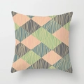 Moderne geometrische Kissenhülle aus Pfirsichhaut mit Rauten in Pink und Mintgrün - 45x45 cm / Rosa Grünes Rautenwellen-Muster (DRD418-22)