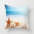 Summer beach starfish seashell pattern square pillowcase for sofa home decor - Beach Ocean Shells (DRD78-5) / 45cmx45cm