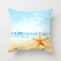 Summer beach pillowcase featuring seashells, starfish and Summer text print - Summer Starfish Shells (DRD78-6) / 45cmx45cm