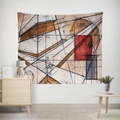 Detail of abstract mathematical formula tapestry with geometric patterns for wall decor - 95x73 / Brushed Fabric