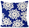 Nahaufnahme des königsblauen Kissenbezugs mit weißem radialem Chrysanthemenmuster - 45x45 cm / Navy Strahlendes Gänseblümchen (ZH01-6)