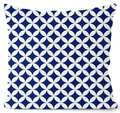 Detailansicht der königsblauen geometrischen Kreismuster auf modernem Kissenbezugsstoff - 45x45 cm / Blau-Weiße Geometrische Kreise (ZH01-5)