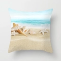 Square summer decorative pillow case featuring digital ocean shell and starfish prints - Digital Ocean Starfish (DRD78-11) / 45cmx45cm