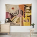 Detail of bohemian geometric tapestry with abstract leaf patterns in warm earthy tones - 95x73 / Brushed Fabric