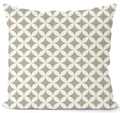 Detailansicht des blauen geometrischen Kreismusters auf dem quadratischen Kissenbezug - 45x45 cm / Taupe Verknüpfte Kreise (ZH01-1)