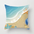 Square pillow cover featuring blue summer ocean beach shell and starfish patterns - Summer Ocean Beach (drd78-15) / 45cmx45cm