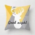 Nordic yellow geometric cushion cover with white stag silhouette and Good night print - 18x18 Inch / Good Night Buck Head Silhouette (DRD49-6)