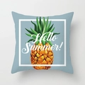 Fodera per cuscino nordica blu nebbia con stampa ananas e testo Hello Summer - Motivo Ananas (DRD92-1)