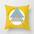 Nordic yellow geometric deer cushion cover with golden triangle and A beautiful day text - 18x18 Inch / A Beautiful Day Minimalist Geometric (DRD49-10)