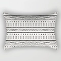 Funda de cojín lumbar marroquí con patrones geométricos tribales en blanco y negro - Rectangular Patrón Geométrico Tribal Blanco y Negro / DRD14-2 / 30x50cm