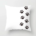 Minimalistische witte vierkante kussensloop met zwart hondenpootprintpatroon - Zwarte Pootafdrukken Patroon (DRD70-1) / 45x45 cm