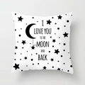 Nordic minimalist square pillowcase featuring I Love You To The Moon And Back print - Moon and Back Text (DRD92-7)