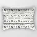 Funda de cojín lumbar marroquí rectangular con patrones geométricos en blanco y negro - Rectangular Patrón X Bohemio Dibujado a Mano / DRD14-4 / 30x50cm