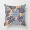 Haze blue Nordic geometric cushion cover with maple leaf pattern and gold accents - Maple Leaf Pattern (DRD92-8)