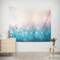 Green plants and diamond pattern tapestry for minimalist Nordic living room wall decoration - 95X73 (Peach Skin) / 唯美花卉款式(GT17-16)