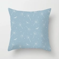 Haze blue Nordic geometric cushion cover featuring white dragonfly and dandelion prints - Dandelion Dragonfly (DRD92-11)