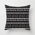 Housse de coussin carrée à motifs géométriques noir et blanc style marocain tribal - DRD14-7