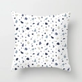 Square terrazzo style cushion cover with blue and grey geometric patterns on white fabric - Terrazzo Pattern (DRD92-12)