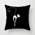 Federa per cuscino quadrata nera con motivo gatto bianco minimalista e occhi verdi - Gatto d Arte Occhi Verdi Fondo Nero (DRD70-8) / 45x45 cm
