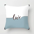 Blue and white geometric pillow cover with love print and black corner tassels - Love Wave Splicing Pattern (DRD92-13)