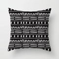 Housse de coussin carrée noire et blanche à motif géométrique marocain style bohème - DRD14-10