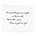 Detail of white polyester wall tapestry featuring black handwritten artistic quotes - 95x73 / Inspirational Quote (GT20-2)