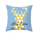 Fodera per cuscino azzurra nordica con testa di alce geometrica e motivo Keep Calm - 45x45cm / Alce Geometrico Blu Chiaro (DRD167-8)
