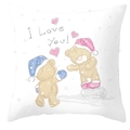 Housse de coussin ours en peluche avec imprimé I Love You et cœurs roses pour la Saint-Valentin - Ours Cœur I Love You (DRD66-3)