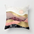 Modern square throw pillow with golden mountain peaks and marble texture design - 18x18 Inch / Design 2