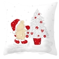 Housse de coussin carrée blanche avec motif d'ours de Noël et sapin décoré - Sapin de Noël et Ours (DRD66-4)