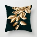 Federa per cuscino nordica moderna verde scuro con motivi a foglie d'oro metallizzato - Motivo Ramo d'Oro Realistico (DRD110-2)