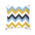 Dettaglio copricuscino geometrico con motivo a onde in blu, giallo e grigio - 45x45cm / Onde Blu Giallo Grigio (DRD167-9)
