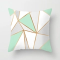 Detail of mint green geometric pillowcase with gold lines in Nordic minimalist style - Nordic Gold Edge Geometric(DRD141-16)