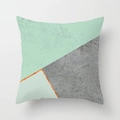 Detail view of mint green and grey geometric throw pillow cover with copper line accents - Minimalist Geometric Patchwork(DRD141-13)