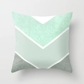 Close-up of geometric V-pattern pillow cover in mint green and white fabric texture - V-Shape Chevron Patchwork(DRD141-14)