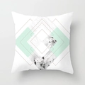 Detail of mint green geometric cushion cover featuring marble texture and golden lines - Marble Diamond Geometric(DRD141-22)