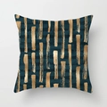 Modern teal velvet pillow cover with gold metallic abstract brushstrokes design - Abstract Gold Strokes Pattern (DRD110-6)