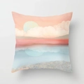 Golden mountain square pillowcase featuring dreamlike pastel moon and lake reflection - 18x18 Inch / Design 7