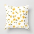 Fodera per cuscino quadrata bianca con motivi floreali gialli in stile minimalista - Base Bianca Fiori Gialli (DRD374-6)