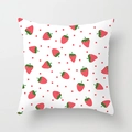Square cushion cover with red strawberry print and classic polka dots on white base - 18x18 Inch / Strawberry & Polka Dot (DRD74-1)