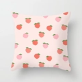 Pink square cushion cover featuring a cute peach fruit print with soft fabric texture - 18x18 Inch / Pink Peach (DRD74-2)
