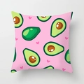 Pink decorative pillowcase featuring cute cartoon avocado and pink heart patterns - 18x18 Inch / Cartoon Avocado Pink (DRD74-4)