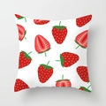 Square white pillowcase with cute strawberry print and soft breathable fabric texture - Fresh Strawberry (DRD74-5)